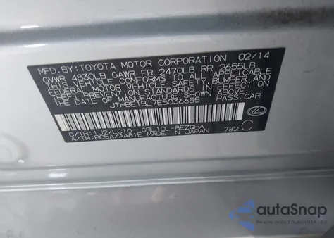 2014 Lexus Gs 350 from USA, damaged, VIN JTHBE1BL7E5036655